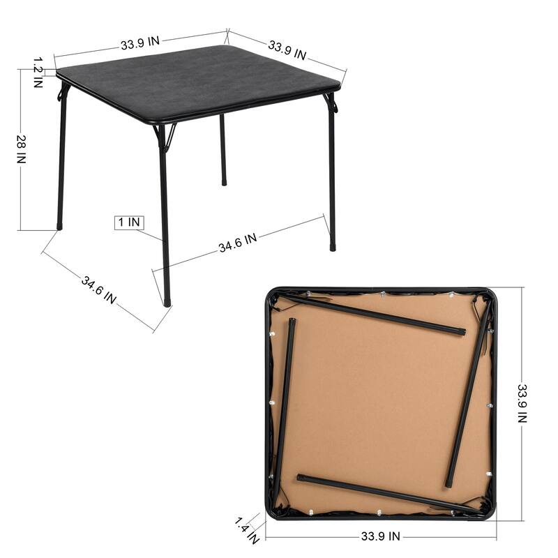 Homy Casa Outdoor Square Patio Dining Table, Black PVC Top, Metal Legs