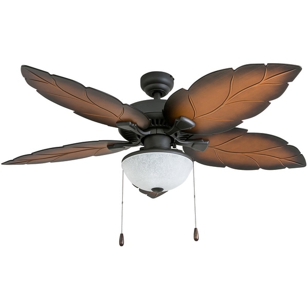Shop Prominence Home Santorini Santorini 52 5 Blade Indoor Outdoor Ceiling Fan With Light Kit Included Tropical Bronze Overstock 25725519