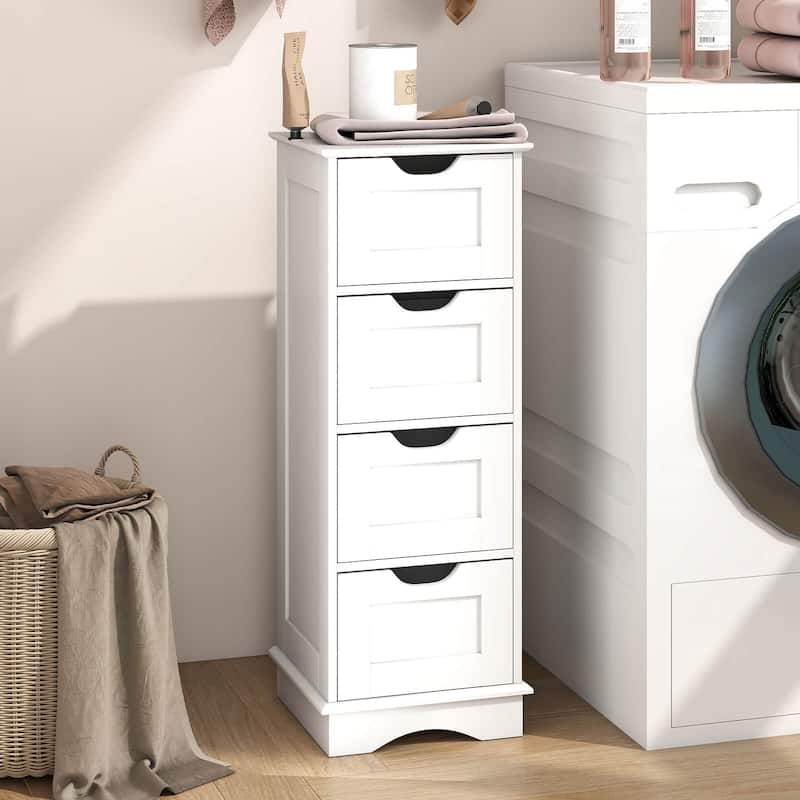 Costway Bathroom Storage Cabinet with 4 Drawers Cut-out Handles - See Details