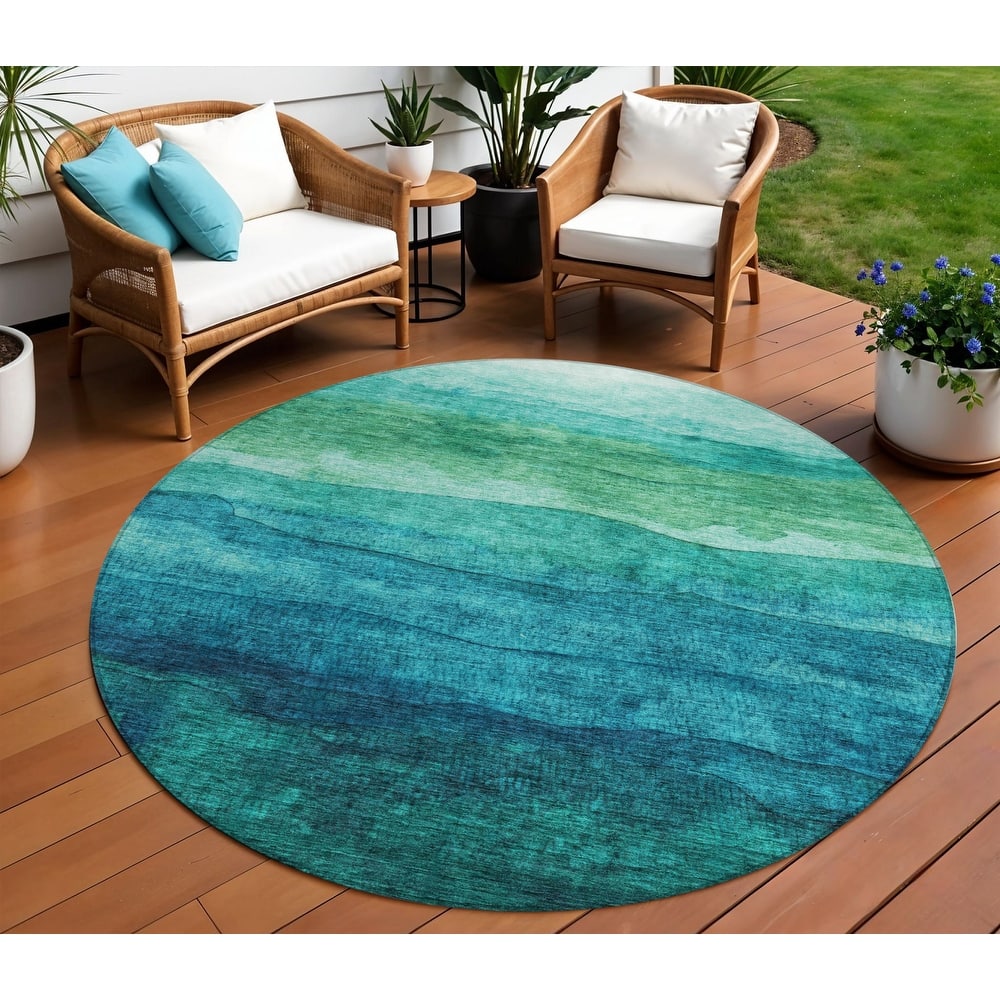 HomeRoots Abstract Modern Rectangle Outdoor Rug