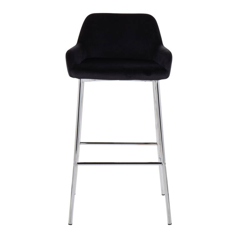 Silver Orchid Galotti Chrome Fixed-Height Upholstered Bar Stool - Set of 2