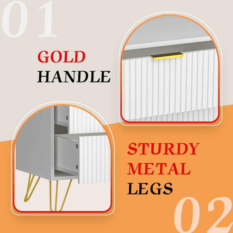 FURNIWAY Fluted Drawer Dresser for Bedroom