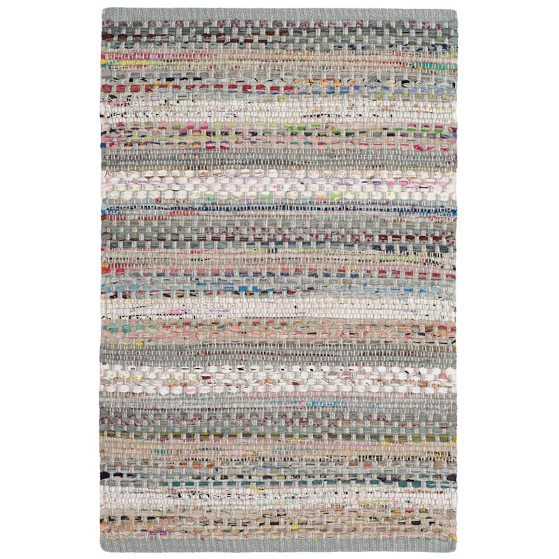 SAFAVIEH Handmade Flatweave Montauk Alketa Casual Cotton Rug - 2'6" x 4' - Grey/Multi