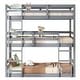preview thumbnail 7 of 7, Triple Bunk Bed with Detachable Twin Over Twin Over Twin, Rubber Wood Frame, Two Ladders, Guardrails for Kids Room, Grey
