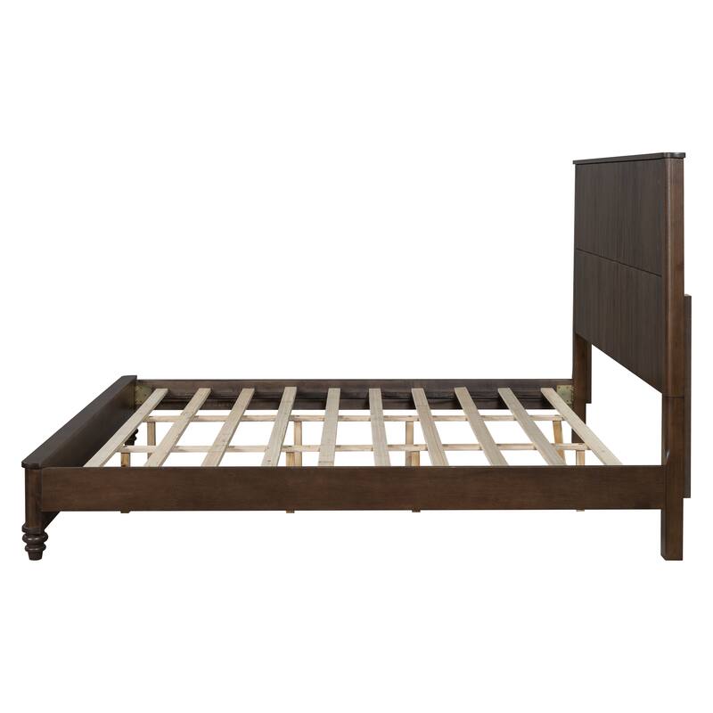 Solid Wood Bed Frame,King Platform Bed Frame with Headboard,Tall Headboard Natural Wood Bed ,No Box Spring Needed