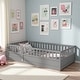 preview thumbnail 51 of 74, Wood Montessori Floor Bed with Super High Security Barrier, Door and Support Slats Twin - Grey2