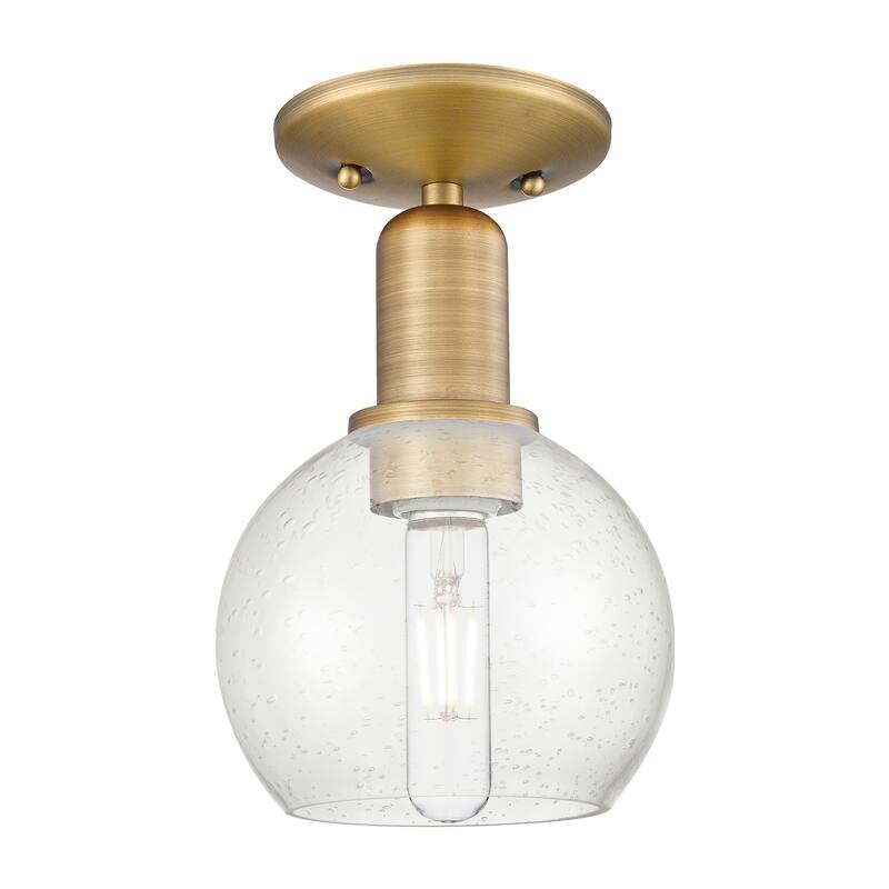 Innovations Lighting Endless Possibilities Arcadia - Athens - 1 Light 6" Semi-Flush Mount - Brushed Brass/Seedy