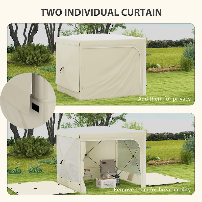 Outsunny 7' x 8' Pop Up Canopy Tent, UV-Resistant Camping Tent Event Shelter with Curtains, Nettings and Carrying Bag
