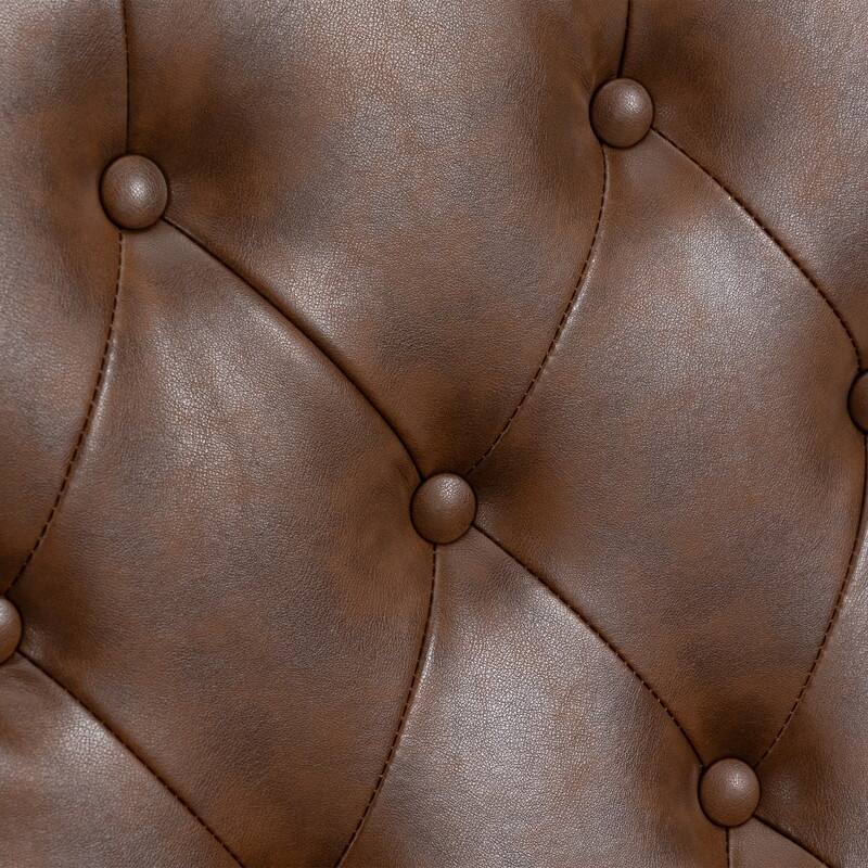 PU Leather Accent Chair,Mid-Century Upholstered Living Room Armchair,Brown