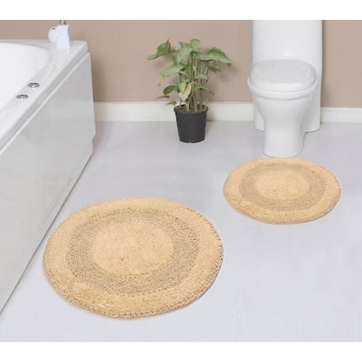 Radiant Collection 100% Cotton Non-Slip 2 Piece Bath Carpet set, Round Shape Bathroom Rug- 30" Round, Round Rug- 22" Round