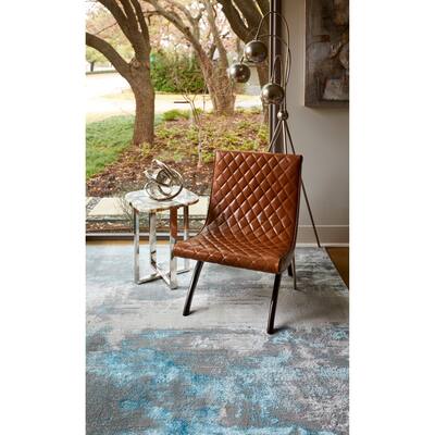 Aurelian Modern Metallic Watercolor, Teal/Silver/Beige