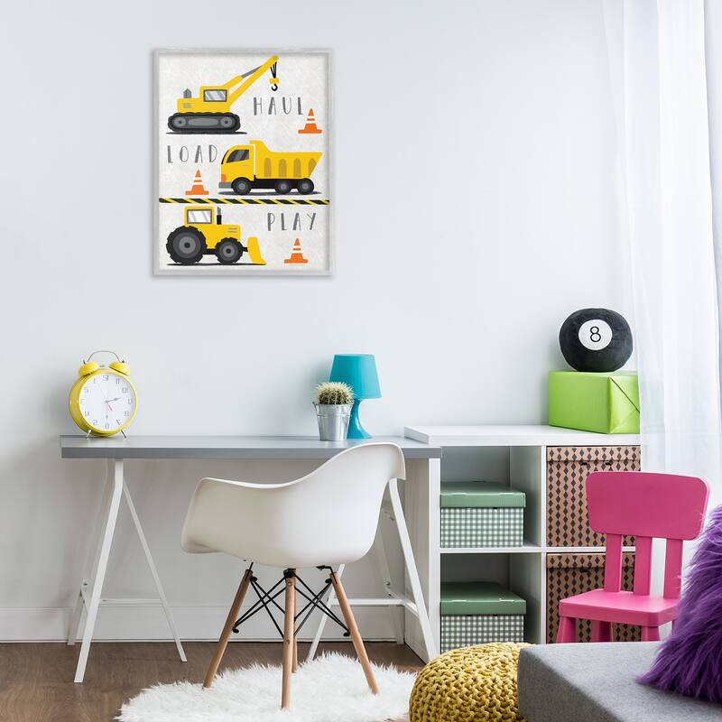Stupell Haul Load Play Trucks Framed Giclee Art Design By Elizabeth Tyndall