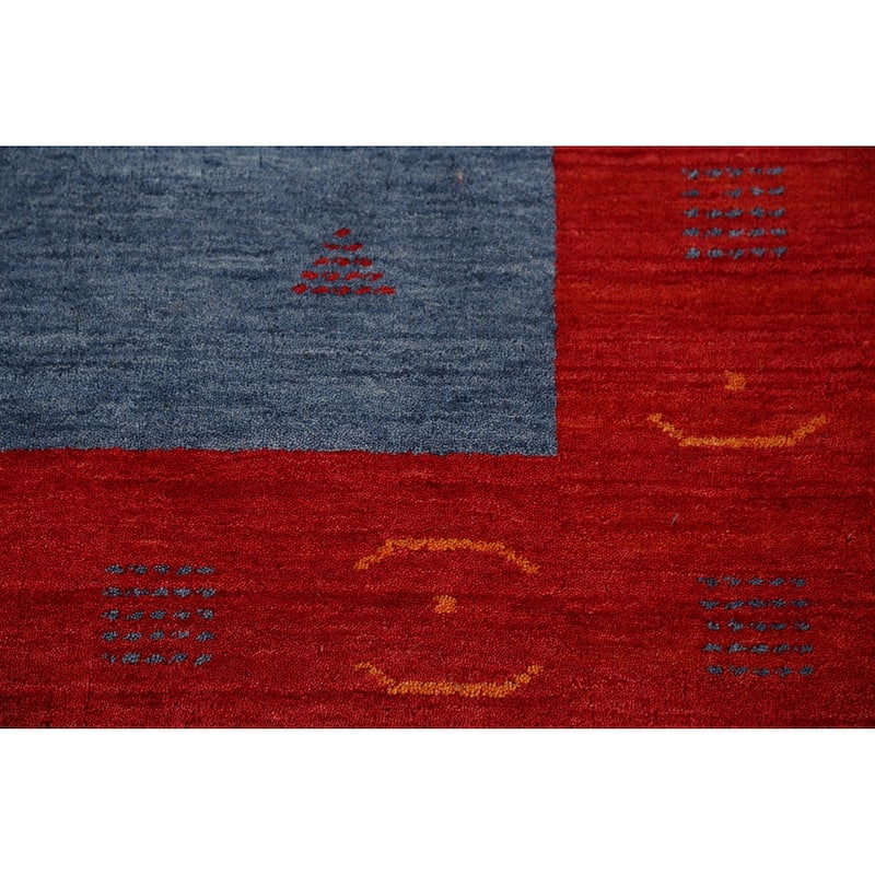 Beige Gabbeh Indian Area Rug Hand-Knotted Oriental Beige Wool Carpet - 6'1" x 7'11"