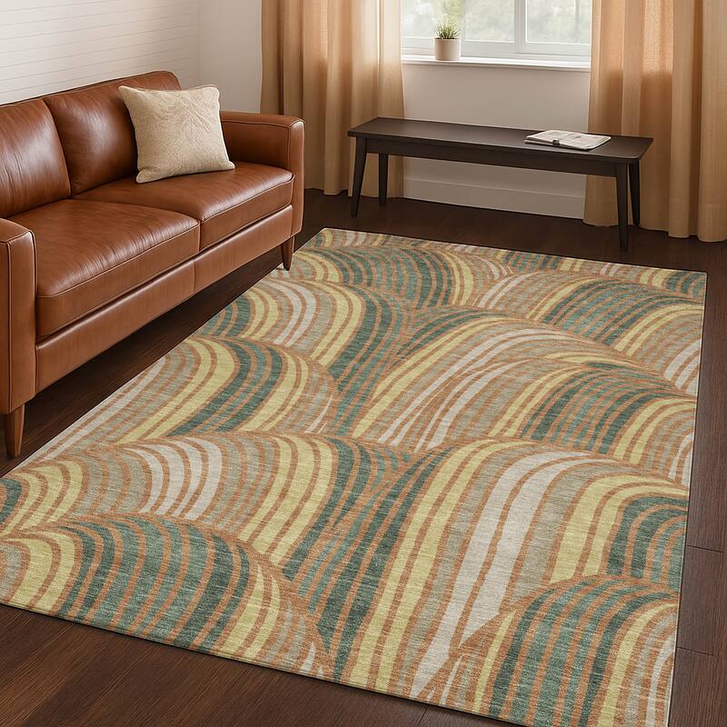 Machine Washable Indoor/ Outdoor Modern Parsons Chantille Rug