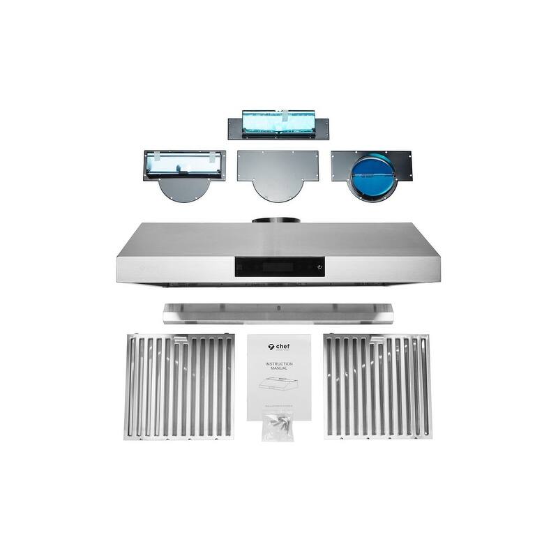 Hauslane PS18 Under Cabinet Range Hood, LED, Baffle Filters, 3-Way Venting, Available in Different Colors