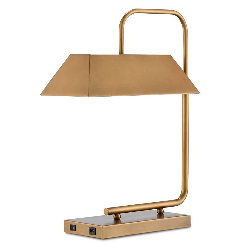 Currey & Company Hoxton Brass Table Lamp - 22.5"h x 7.25"w x 16.75"d - 22.5"h x 7.25"w x 16.75"d - Light Antique Brass