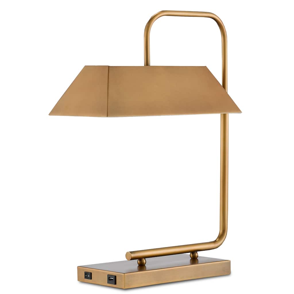 Currey & Company Hoxton Brass Table Lamp - 22.5"h x 7.25"w x 16.75"d