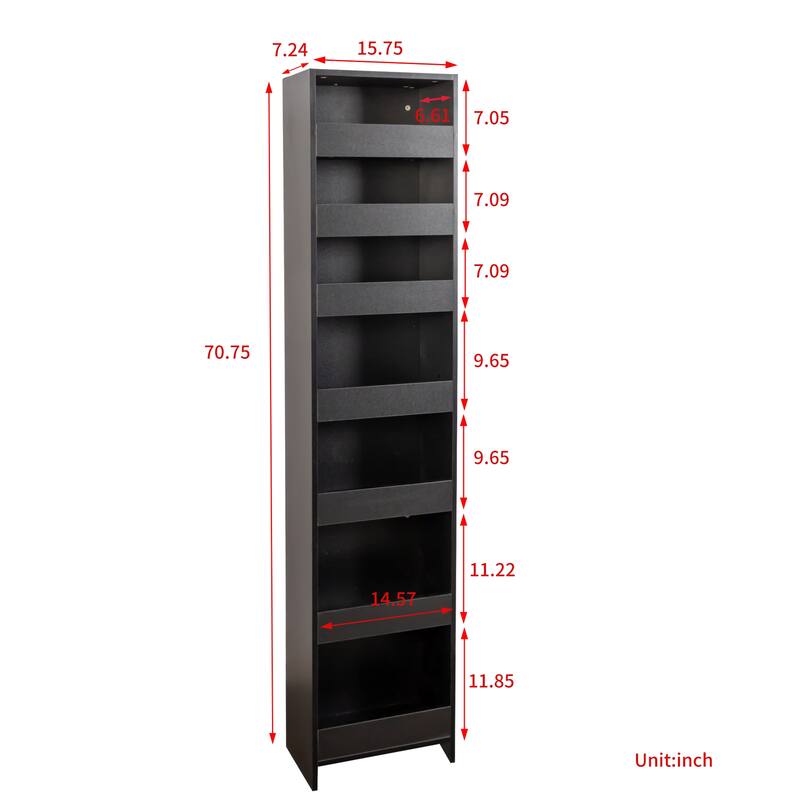 7 Tier Slim Pull Out Storage Shelf, Narrow Rolling Organizer for Kitchen Pantry, Living Room and Small Spaces