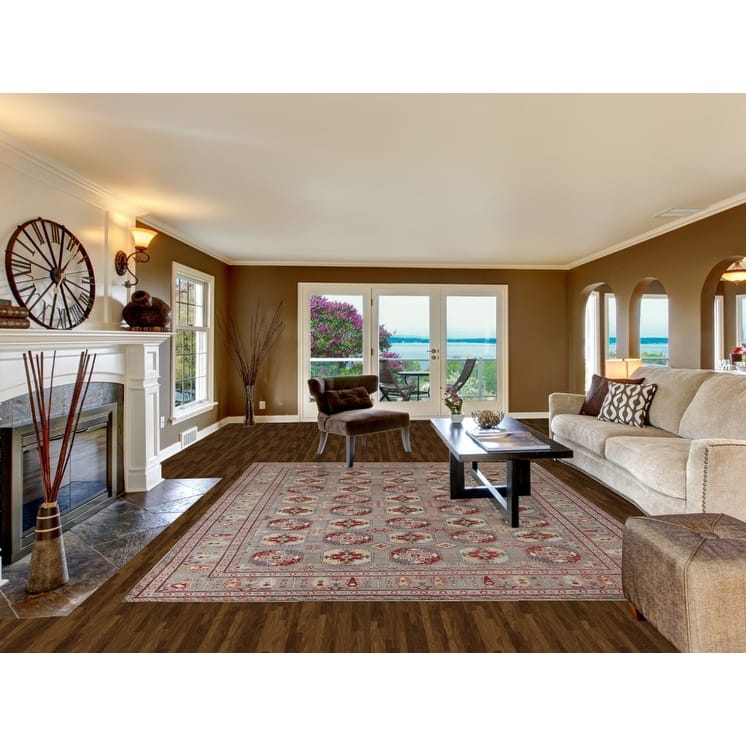 All-Over Gray Kazak Oriental Area Rug Handmade Wool Carpet - 8'5"x 11'0"