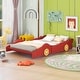 preview thumbnail 10 of 16, Full Plywood Platform Bed with Race Car Design Red