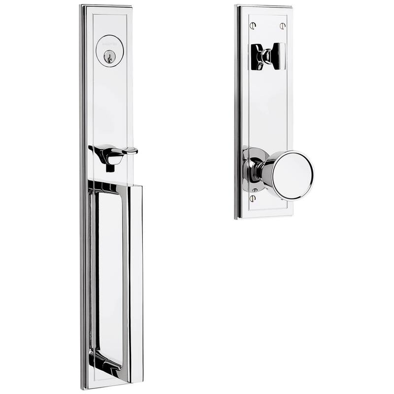 Baldwin Hollywood Hills Full Plate Single Cylinder Door Handleset with - Polished Chrome