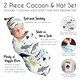 preview thumbnail 6 of 4, Mod Dino Collection Boy Baby Cocoon and Beanie Hat Sleep Sack - 2pc Set - Blue, Green and Grey Modern Dinosaur