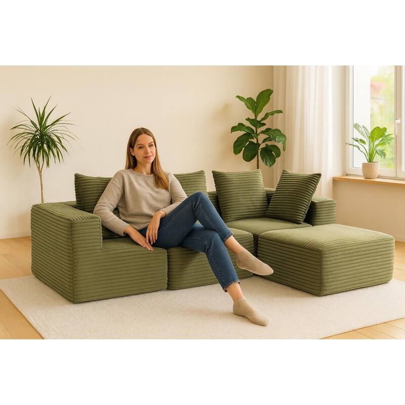 Modular Corduroy Fabric Compressed Sofa:Magic Cube Sofa