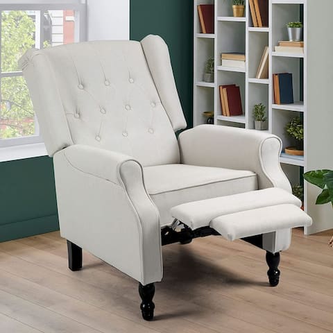 30.25" Push Back Recliner Arm Chair Manual Reclining Single Sofa for Living Room Creamy White
