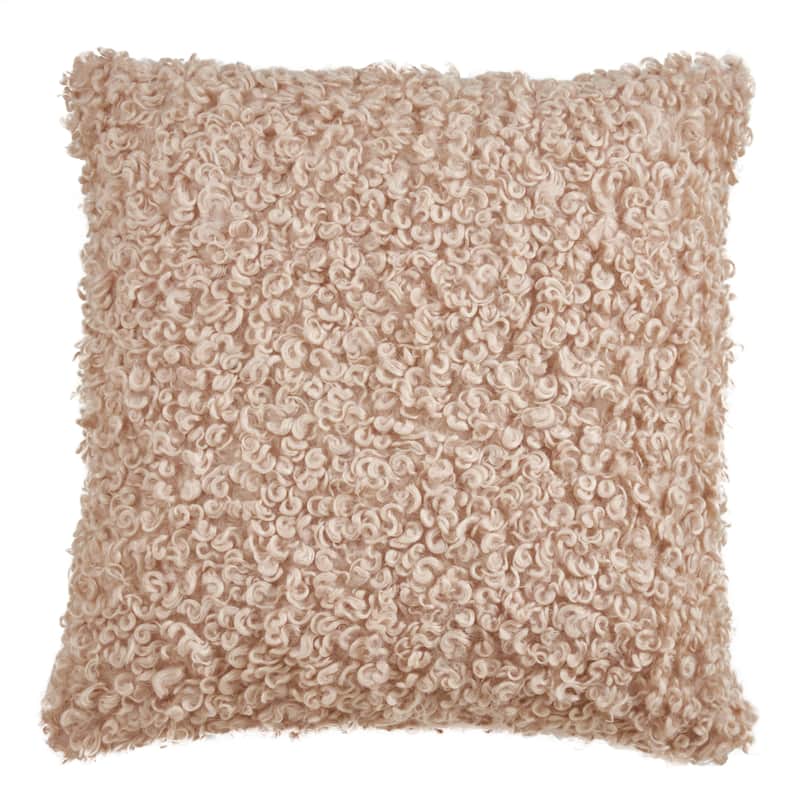 Faux Lamb Fur Throw Pillow - Cover Only - Natural - 18"x18"