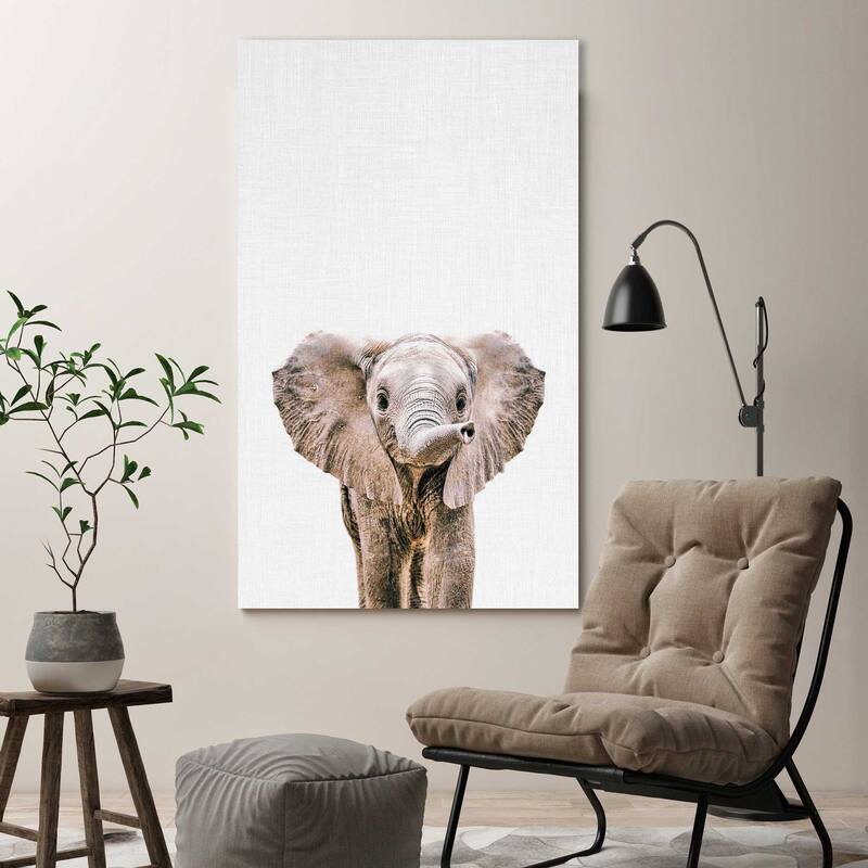 "Baby Elephant" by Tai Prints Print on Canvas