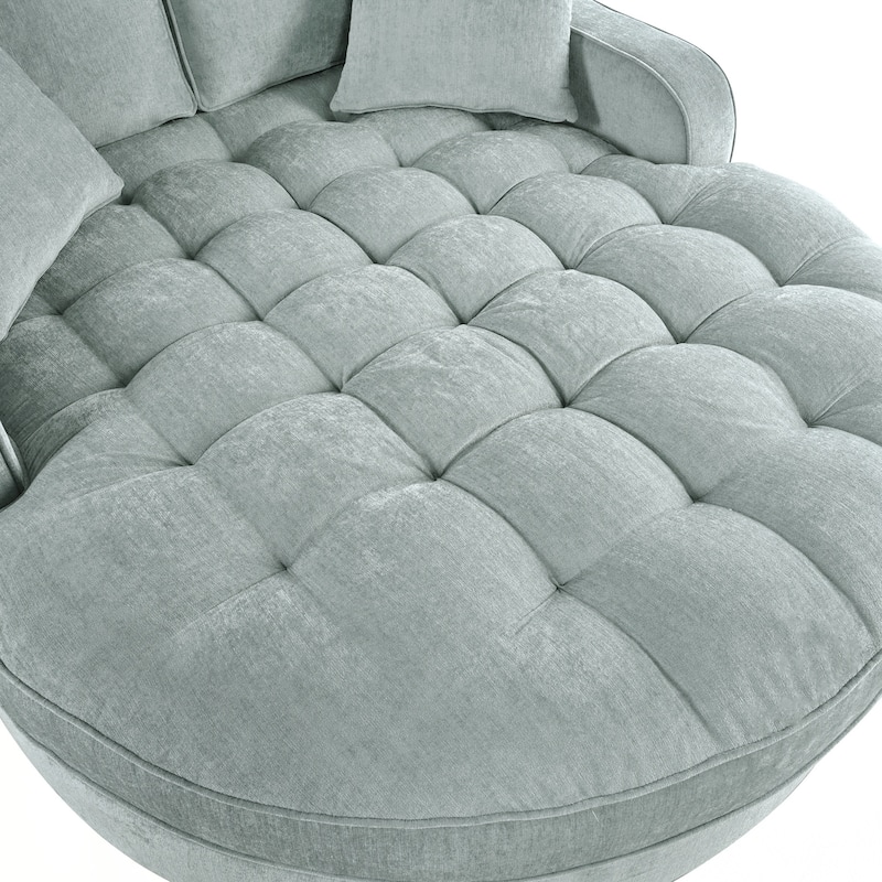 55" Modern Chaise Lounge Sofa Bed Upholstered Sofa Couch with Seat and Detachable Pillows for Living Room