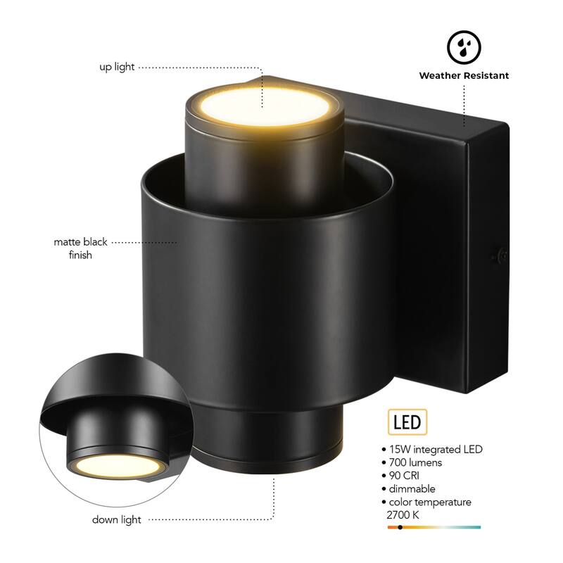 Globe Electric 91009560 6" Tall LED Outdoor Wall Sconce