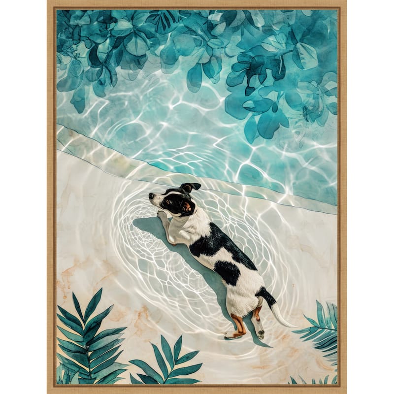 Dogs Life Swimming by Justyna Jaszke Framed Canvas Wall Art