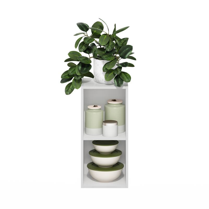 Furinno Fulda 2-Tier Space Saving Storage Shelf Bookcase, 10-Inch Width