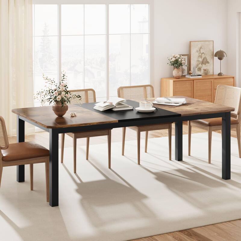 Dining Table for 6-8 People, 78.7" Rectangle Wood Kitchen Table