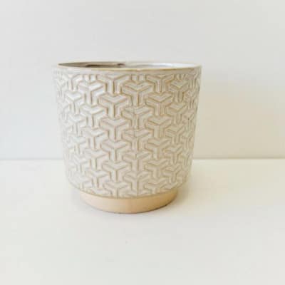 Beige And White Geometric Pattern Planter