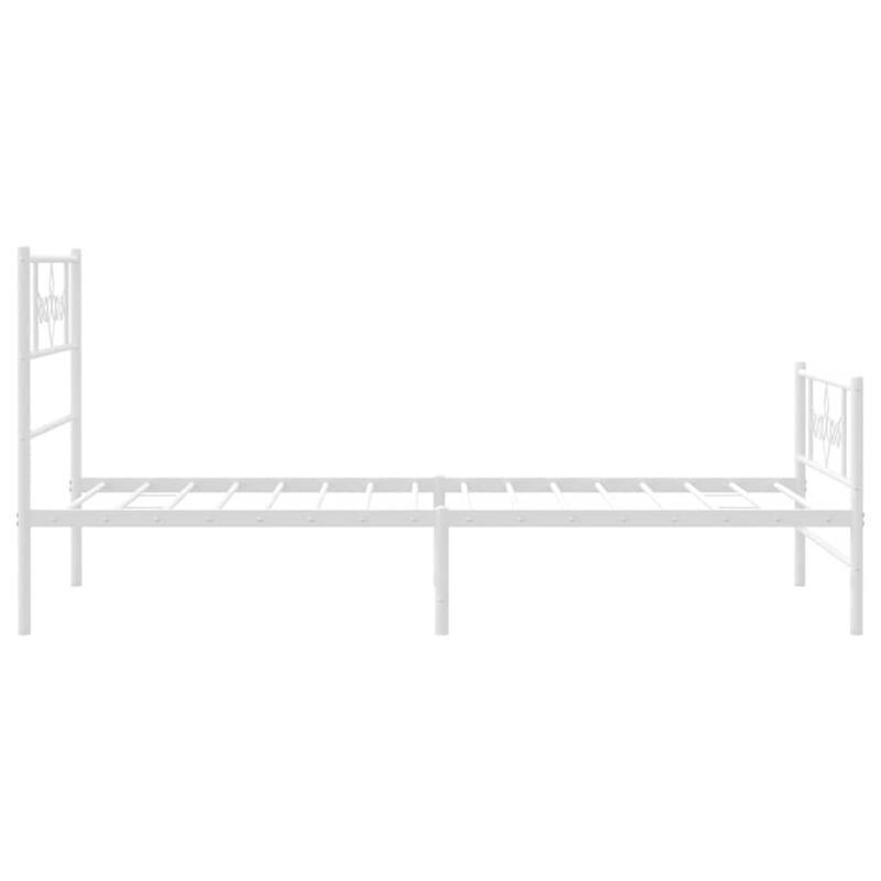 vidaXL 12 Inches White Twin Metal Bed Frame No Mattress - 77.2" x 41.3" x 35.4"