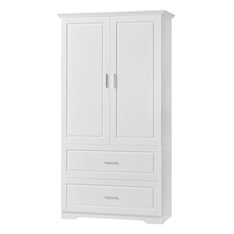 GDFStudio - Nolan Tall Bathroom Storage Cabinet with Drawers, Doors, and Adjustable Shelves