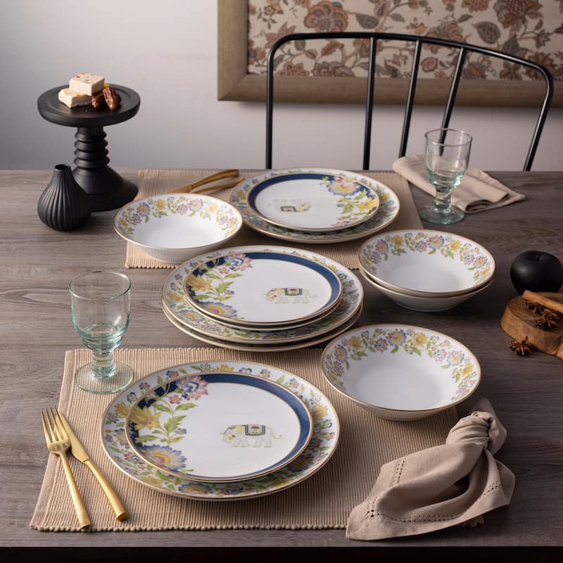Tusker Garden 12-Piece Dinnerware Set, Service For 4