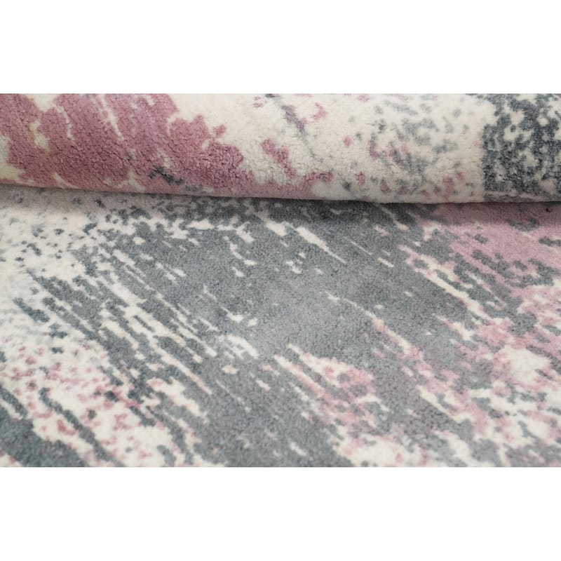 Hand Knotted Oriental Viscose Silk Carpet Modern Pictorial Multi-Colored Abstract Area Rug - 7' 2'' X 5' 4''