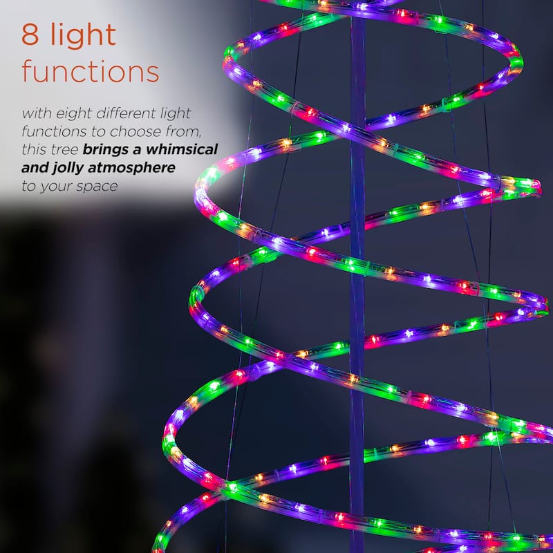 Alpine Corporation Indoor/Outdoor Artificial Spiral Christmas Tree with Multi-Color LED Lights - White