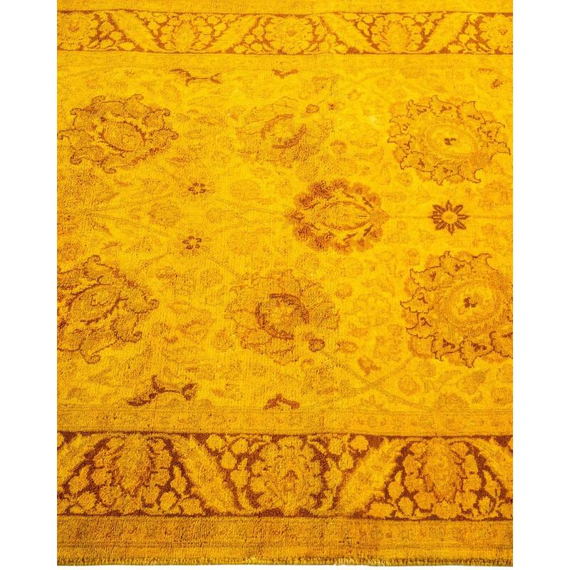 Overton Hand Knotted Wool Vintage Inspired Modern Contemporary Overdyed Yellow Area Rug - 3' 0" x 5' 3"