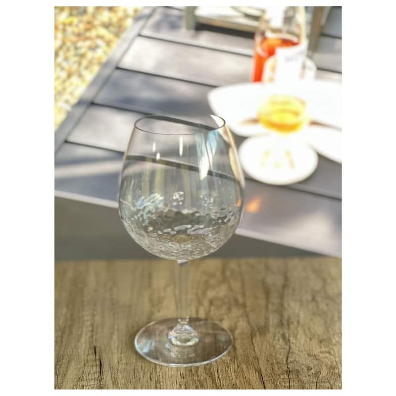 Plastic Wine Glasses Set of 4 (22oz), BPA Free Tritan Hammer Wine Glass Set