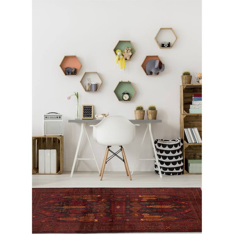 ECARPETGALLERY Hand-knotted Teimani Black, Red Wool Rug - 4'0 x 6'4