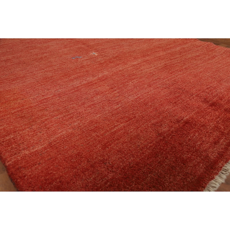 Tribal Gabbeh Persian Rug Handmade Wool Carpet - 5'8"x 7'4" - 5'8"x 7'4" - Orange