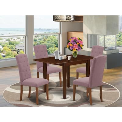 5-Piece Mahogany Finish Solid Wood Top - Dining Room Set - Seats 4