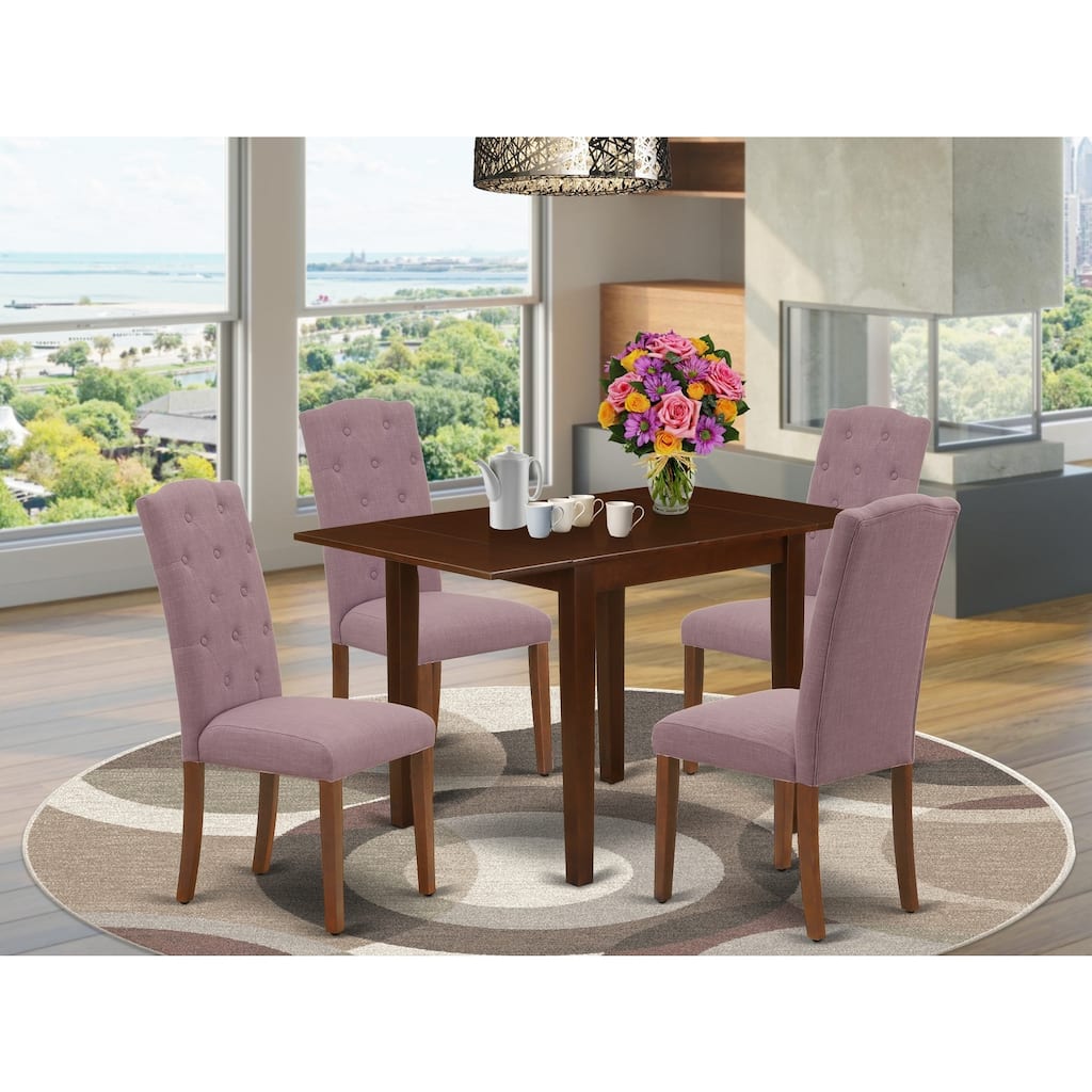 5-Piece Mahogany Finish Solid Wood Top - Dining Room Set - Seats 4
