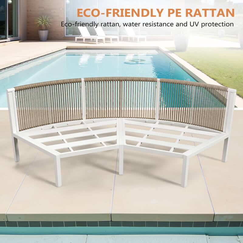 Outdoor Patio Furniture All-Weather Aluminum PE Rattan Wicker Half Round Curved Sofa Sectional Set