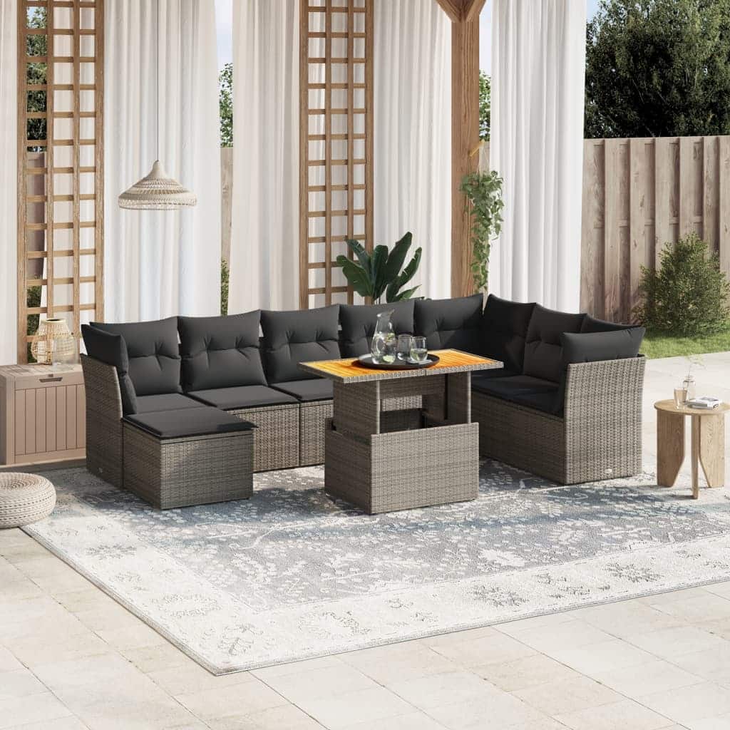 vidaXL Garden Sofa Set Grey - 21.7 x 39.4 x 28.7