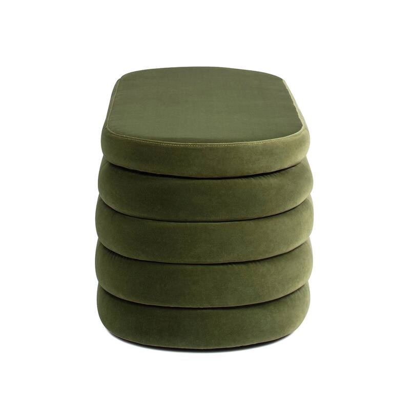 Fuji 49" Boucle Faux Sherpa Upholstered Tufted Oval Storage Bench